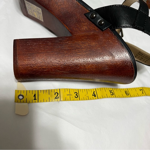 Aldo Leather Platform Sandals Black Studded wood Block Heel Size 10 NWOT - Picture 8 of 9